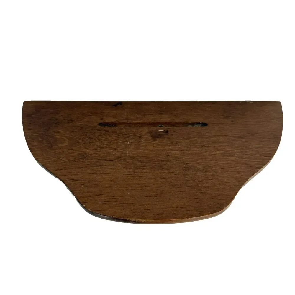 Vtg Wood Wall Mounted Shelf Curved Edge Rustic Decor Plate Groove Cottagecore